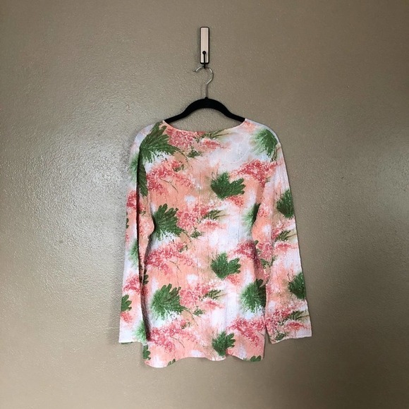 UbU Peach and Green Tropical Print Top Size L - Picture 4 of 5